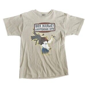 Vintage Y2K Bob Marley Amsterdam 1978 T-Shirt 2004 Zion Rootswear Size M